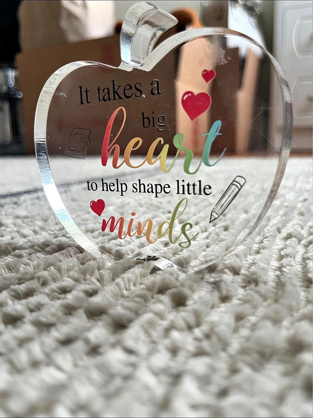 Clear & Multicolor Teacher Apple Plaque